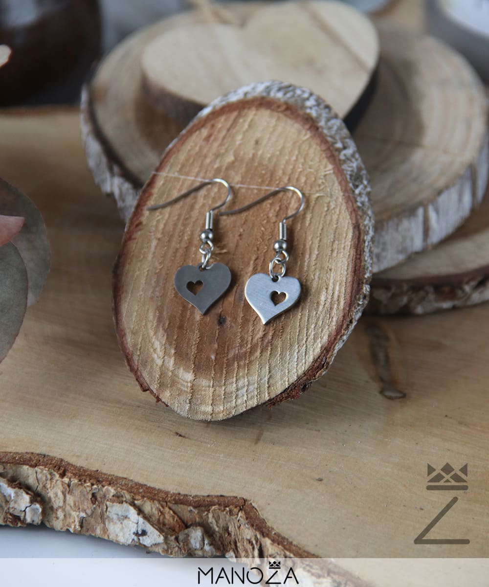 Boucles d'Oreilles Double Coeur