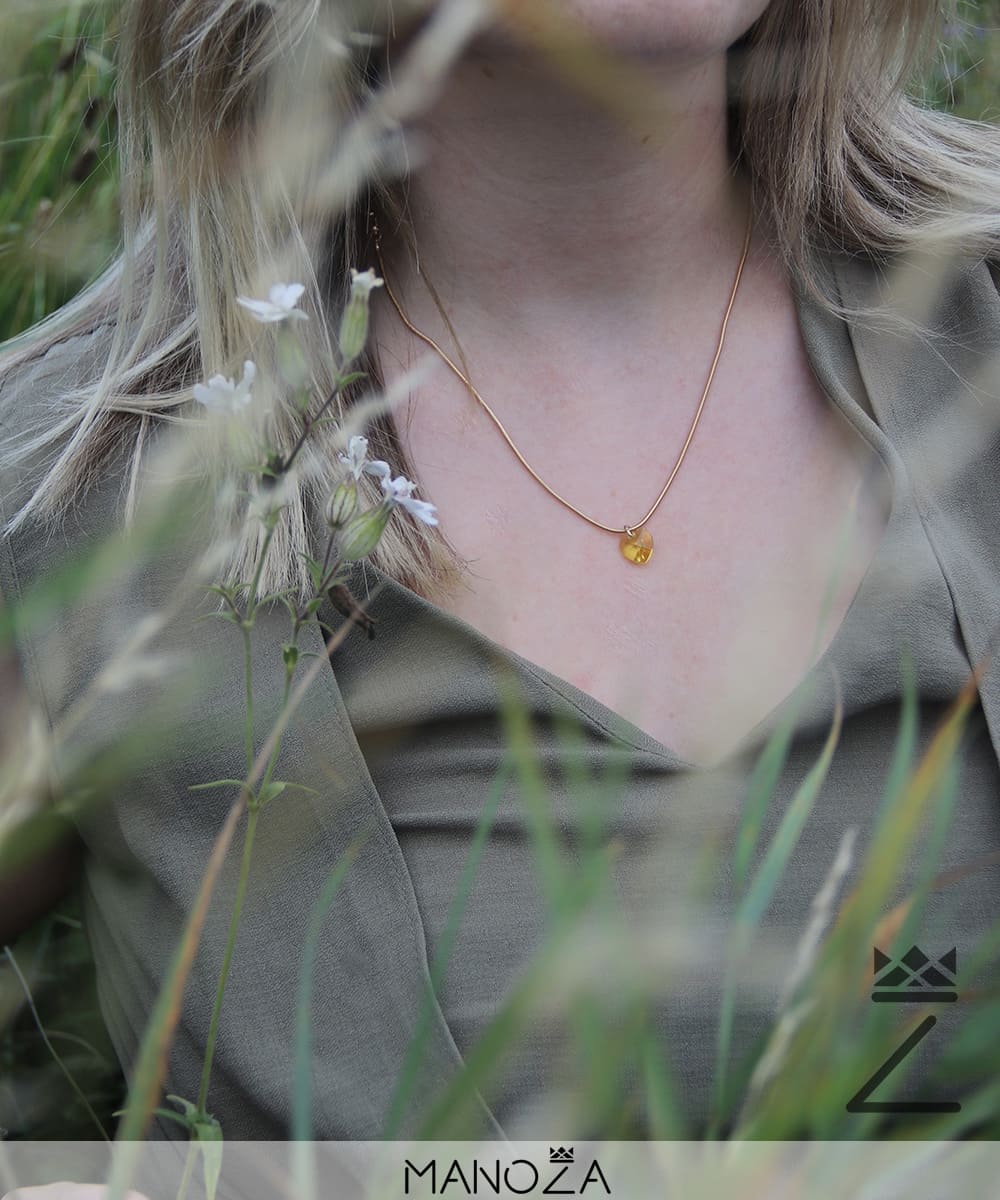 Collier Cœur Jaune en Cristal (Plaqué OR)
