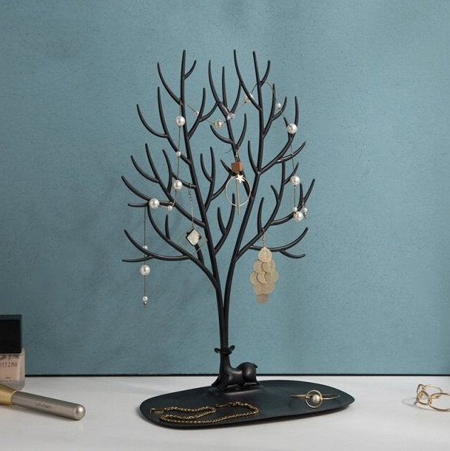 arbre à bijoux cerf grand format noir