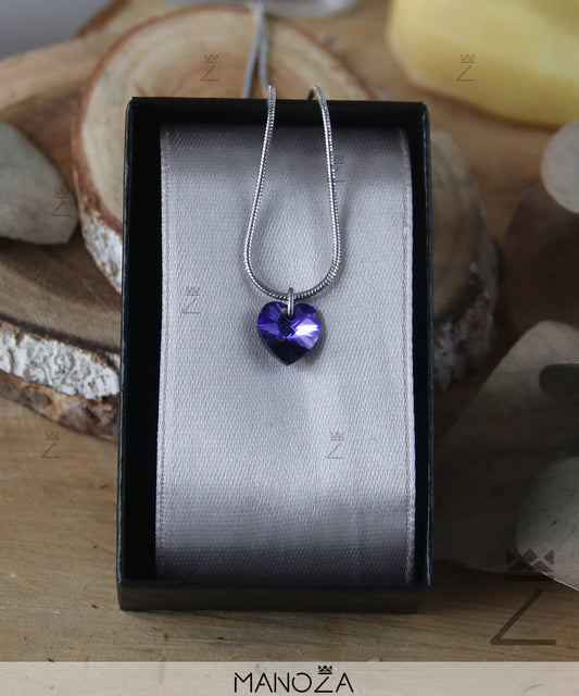 Collier Cœur Violet en Cristal