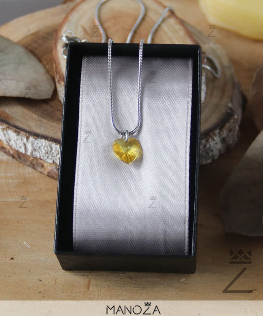 Collier Cœur Jaune en Cristal