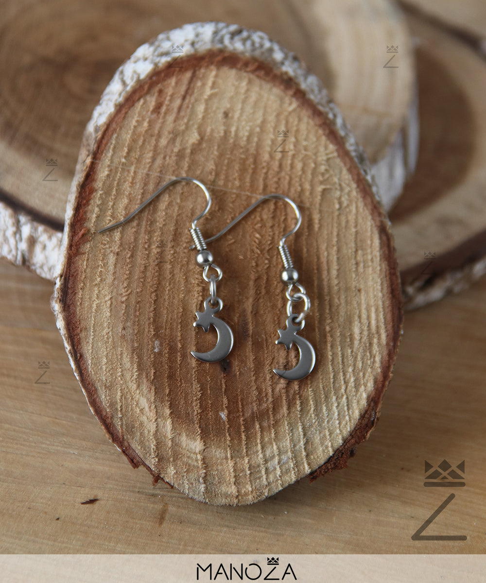 Boucles d'Oreilles Lune Etoile