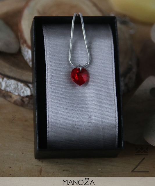 Collier Cœur Rouge en Cristal