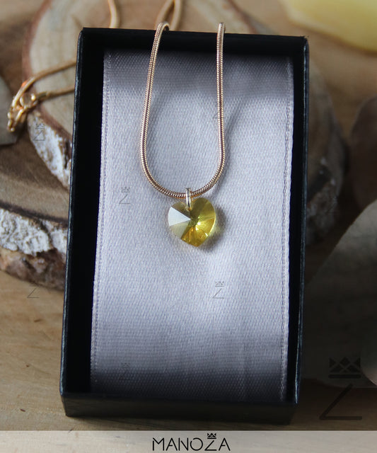 Collier Cœur Jaune en Cristal (Plaqué OR)